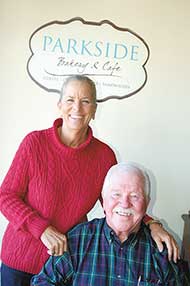 Charlie and Donna Broome at their favorite coffee and bagel spot in Grayson