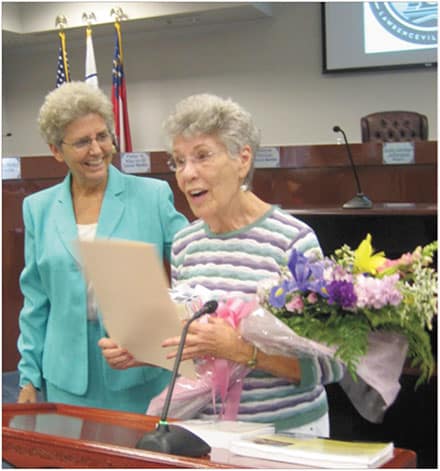 Mayor Judy Jordan Johnson (left) and Mary Frazier Long