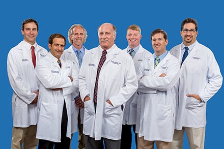 EMC’s Orthopaedic Staff (L-R): Shaun Traub MD; Jeff Traub MD, Larry Bircoll MD, Kehne Moeller MD, Shane Smith MD, David Harkins DO, Craig Mines MD.
