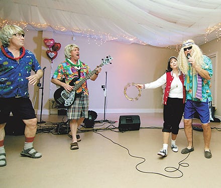 Last year's sockhop. Some very special surprise guests - Wanda with husband Geoff and "The Beach Bum Boys".