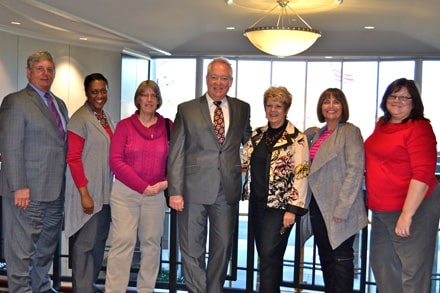 From left to right, Tom Merkel-The IMPACT! Group, Kyra Slack & Shirley Cabe-Norcross Cooperative Ministry, Greg Lang-Good Samaritan, Judy Waters - CFNEG, Sherry Patton & Leigh Couch - Creative Enterprises.