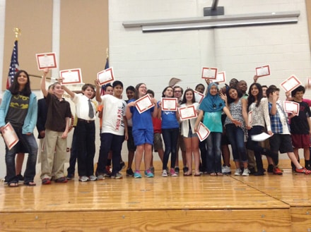 Crews Middle School students, with the help of Green Financial resources, were awarded for completing EverFi
