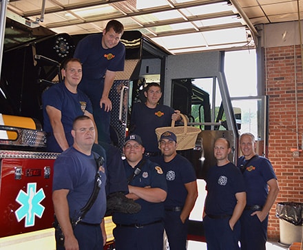 Gwinnett County Firefighters Station #15, 275 S. Perry Street, Lawrenceville, GA. Front Row: Keith King, Jason Mull, Jake Murrell, Daniel Lough, James Lang. Second Row: Kasey Fields, Josh Ward. Top: Chris Bach.