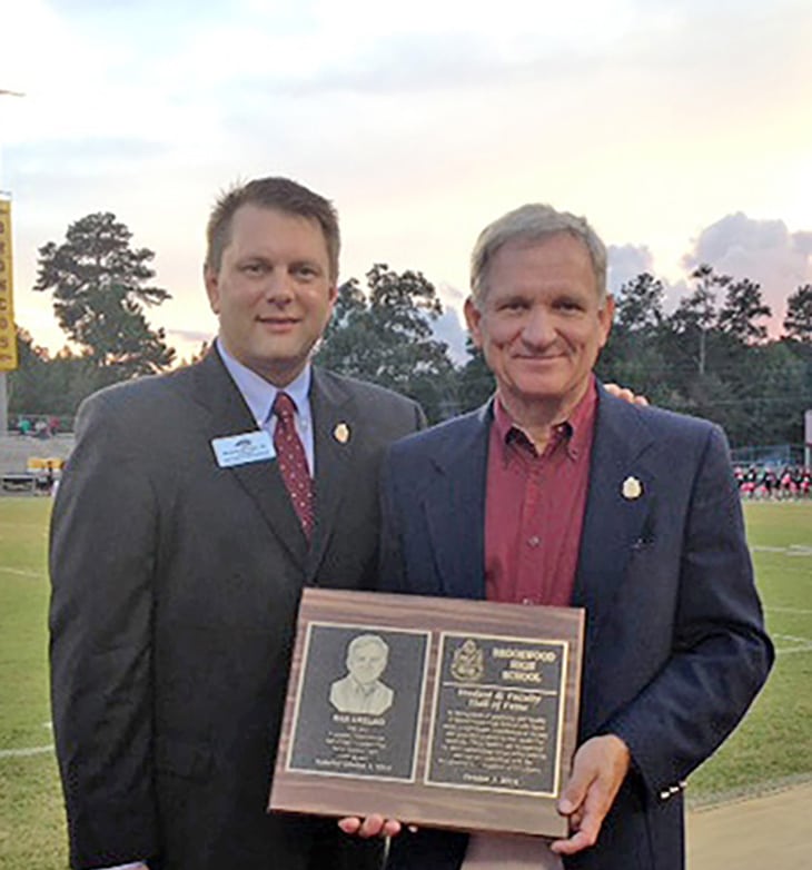 Principal William Bo Ford and Dan Chelko at the 2014 Brookwood Hall of Fame Induction.