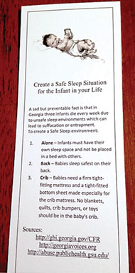 Bookmark for Infant Safe Sleep190