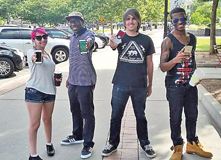 Left to right: Jas Scarfone,Seun Olarewaju, Kyle Kelley, and Keith Wilder about to "catch 'em all" at Suwanee Town Center
