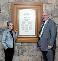RET Dr. Miles Mason and Kathryn Willis with Capital Campaign Marker190