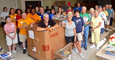 Volunteers from around the Gwinnett community sorted 5,000 books this past weekend.