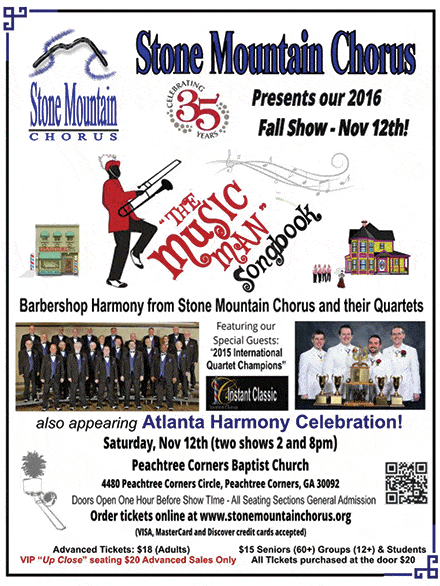 Stone Mountain Barbershop Chorus Show Features “Music Man Songbook”