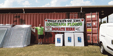 Tom Wargo, owner of Daffy’s Pet Soup Kitchen and Daffy's New & Used Pet Supplies, loads up supplies to deliver to flood victims in Louisiana at the end of September. Daffy’s has made several trips so far to help deliver aid to animals in Louisiana.