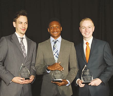 Left to right: Chase Matheson (2nd runner up); Keyon Whyte (1st runner up), and Matthew McDaniel (Overall Winner)