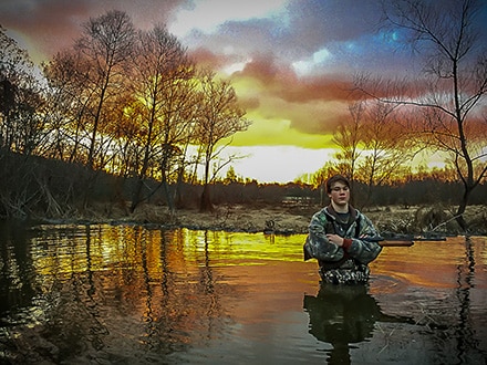 Stephen Adams, back in Novemeber of 2014, waterfowl duck hunting. 