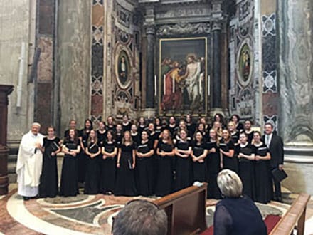 The Buford Community Girls Chorus at the Vatican with the former conductor of the Sistine Chapel Choir.