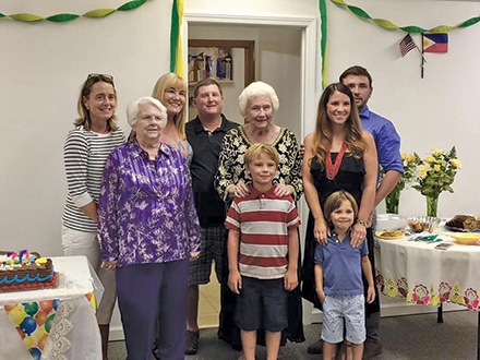 Farrar Atkinson celebrated her 80th birthday with family and friends.  Back row: Teresa Phillips, Stefanie and Dale Brown Middle row: Louise Phillips, Farrar Atkinson, Christy and Matt Sharple Front row: Great-grandsons, Ashton and Jonah Sharple 