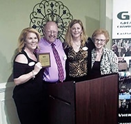 Alison Reid, Doug Adams (GECC president), Amy Stanitzke and Joy Faircloth, of Dogwood Forest Assisted Living in Grayson, at the First Annual GECC Awards Banquet
