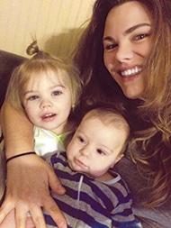 Nikki with her two children, Evie and Lucas.