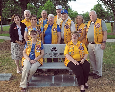 L to R - 1st row (on bench): Mary Jane Gresham and Bonnie Linscott; 2nd row: Grace Clower, Carolyn Collins, Cecil Spooner, Johnnie Collier, and Randy Collins; 3rd row: Melissa Madsen, Harold Walker, Sonny Medlin, and Steve Johnson