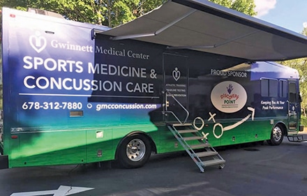Gwinnett Medical Center has unveiled the nation’s first sports medicine and concussion care-a-van offering concussion education, baseline testing, athletic training services and injury prevention programs. Discovery Point Child Development Centers is the proud presenting sponsor.