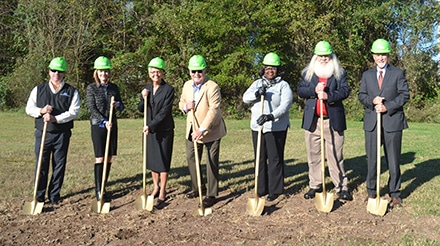Left to Right: Tyler Williams, President/Owner of Consultants & Builders, Inc.; Lee Merritt, Vice Chairman of the Lawrenceville Downtown Development Authority; Judy Jordan Johnson, Mayor of Lawrenceville; Marshall Boutwell, Peach State President/CEO; Cheryl Henry, Peach State Branch Manager; Rick Davis, Peach State Chairman of the Board; Rick Cost, Peach State Board Member and Supervisory Committee Chairman