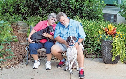 Tom, Cindy, Maddie and Marshal Murphy. This is a family photo taken by the Nationwide photographer who traveled to Gwinnett in August. This photo was taken in Gwinnett Extended Care Center’s courtyard, at Gwinnett Medical Center in Lawrenceville. Cindy is the Associate Director of Development & Operations for the Gwinnett Medical Center Foundation.