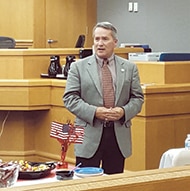 Congressman Jody Hice flew in from Washington, DC and came straight to the Nov. 9 court session. He expressed his heartfelt respect and honor for U.S. Veterans