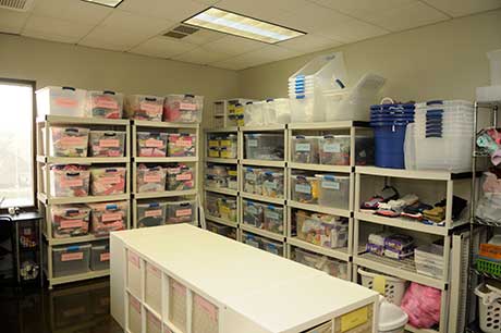 New items for the boutique are sorted and categorized, and later displayed in the "store" for expect moms to browse. Obria Medical Clinics accept donations of new clothing and blankets, as well as diapers and baby care products. 