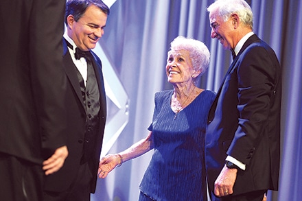 Barbara Howard receiving the Legacy Award at the GMC Foundation Gala. L-R: Dr. Carlton Buchanan, Barbara and Phil Wolfe