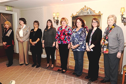 2018-20 New Officer Slate to be installed in May, from left to right, Regent-elect Ann Story, First Vice Regent-elect Connie Rifkind, Second Vice Regent-elect Lynn Jacques, Recording Secretary-elect Traci Zierk, Corresponding Secretary-elect Vivian Wiegand, Treasurer-elect Anne Lockhart, Registrar-elect  Valerie Craft, Librarian-elect Becky Davenport