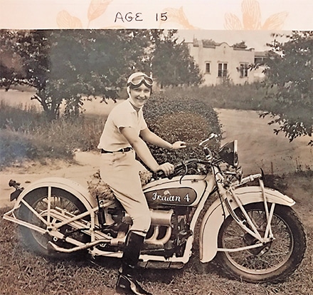Helen Glenn enjoyed riding motorcycles throughout life. In 2001, Cycle World magazine featured the vintage photograph of Glenn on her Indian motorcycle at the age of fifteen.