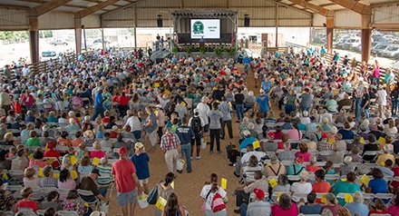 An overflow crowd at the Walton County Ag Ed Center takes part in the recent Walton EMC Annual Meeting. The meeting's primary purpose is to allow customer-owners to elect the board of directors from among themselves.
