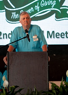 Rutledge-Bostwick-Apalachee Director Warren Few delivers retiring remarks at the Walton EMC Annual Meeting. Customer-owners elected Jason Sidwell of Rutledge as his replacement.