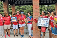 Dr. Pam Williams and 2017-18 PTA President Lesli Seta cut the ribbon on the new outdoor classroom.