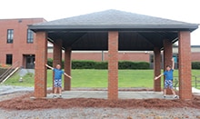 Stefano and Gianluca Seta show off new pavilion.