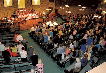 Every Sunday, nearly 200 members gather in the main auditorium of Yellow River Baptist Church.