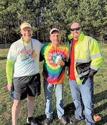 Mike Myers, Jonathan Day, and Matt Turner at Dacula High School’s CURE Color Run held at Mulberry Elementary School.