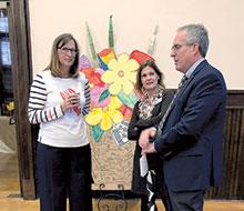 L-R: Joy Hunt, Trish Doty, and David Still, Lawrenceville City Council at the Lawrenceville Garden Club’s 90-year anniversary celebration.