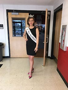 Reigning Miss Northland Christana Landress stands in a school to discuss the topic of severe weather through her platform "Eyes on the Sky".
