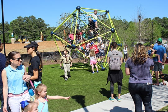 The Town Green in Peachtree Corners is an open space with a family-friendly atmosphere where residents and visitors can come eat, shop and play.