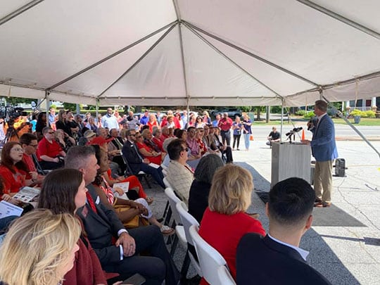 City Manager Chuck Warbington shared the City of Lawrenceville's vision for the downtown area at the Performing Arts Center Groundbreaking held on June 13, 2019, at 11 a.m.