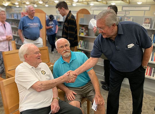 Freinds, family and locals hoping to hear stories about WWII came to Bill York's presentation at the Dacula Library on June 6th. Many thanked him for the presentation and for his service.