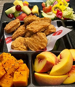 A school lunch tray served by Cafe Gwinnett.