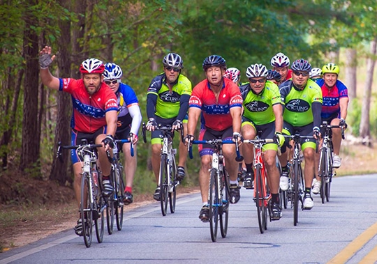 Members of Grayson Cycling Club and Witness to Fitness conquering the streets on their weekly training rides.
