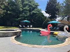 The Newsome’s backyard swimming pool in Snellville, Ga.