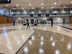 After-school Volleyball practice in the Lou Williams Gymnasium at South Gwinnett High School.