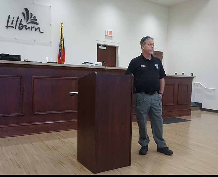 Captain Rob Worley presented the first session of the academy after the restart, telling about the changes the Lilburn Police Department had to make during the COVID-19 pandemic.