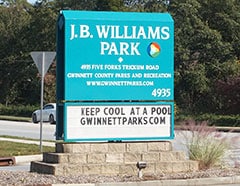 Entrance to J.B. Williams Park recreation area.