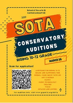 The School of the Arts at Central Gwinnett High to host auditions for Conservatories