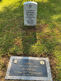 Veterans Administration Grave Marker for Michael McCarty and DAR/SAR Marker