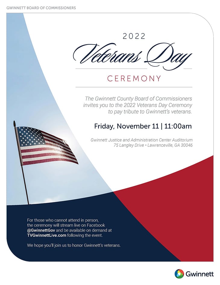 Gwinnett's annual Veterans Day honors with in-person ceremony, live streaming and cable